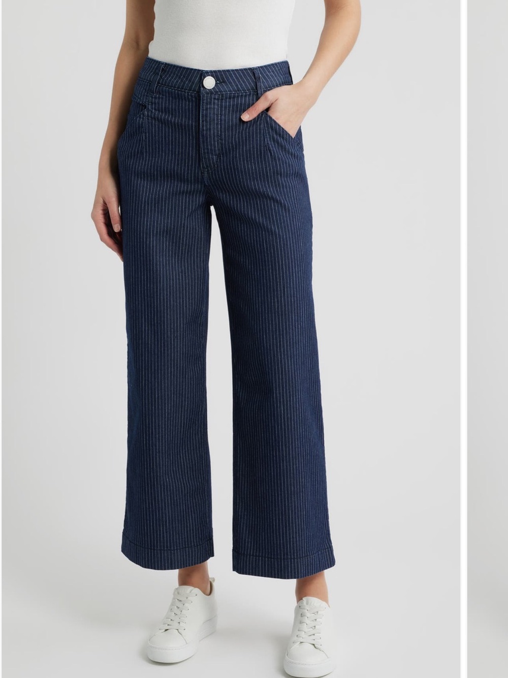 NWT Wit & Wisdom wyatt skyrise stripe v pocket ankle wide jeans